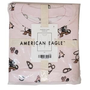 AMERICAN EAGLE Women's Luxe Plush Western Mickey Mouse Pajama Set NWT